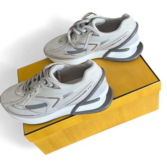 $1781! FENDI First 1 Leather Paneling Low-Top Sneakers - White SZ 8.5 - Picture 5 of 7